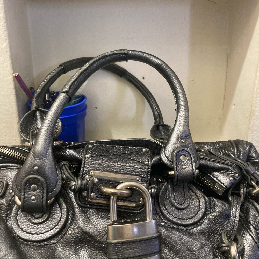 Chloe Paddington Shoulder Bag Leather Gray Metallic
